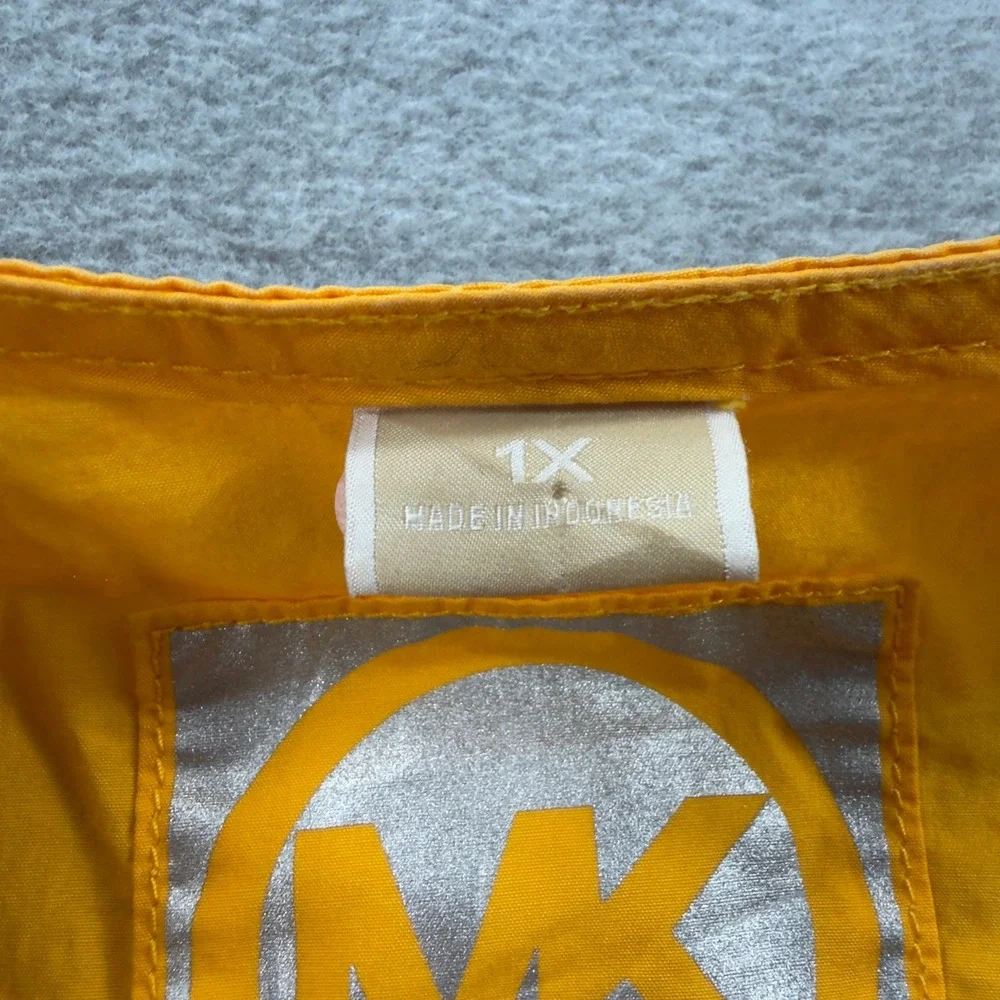 Michael Kors Double Breasted Jacket Womens 1X Yellow MK Logo Button Cotton